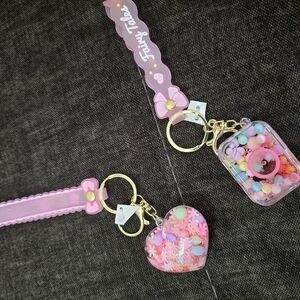 Pink Heart and Candy Keychain Set